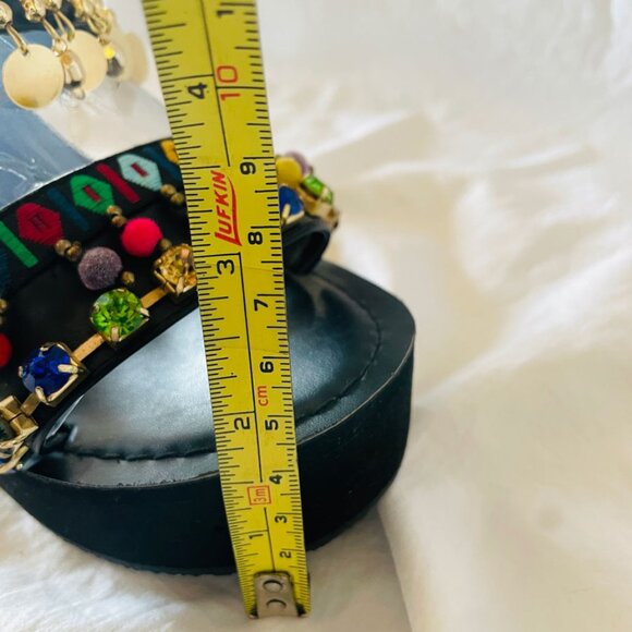 Boho Rhinestone and Beaded Platform Wedge Sandals Size 6 - Picture 10 of 11
